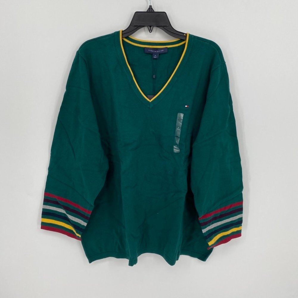Tommy Hilfiger Plus Size Cotton Striped-Trim Sweater